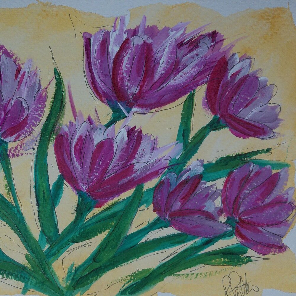 Original Painting By Artist Rachael Potter - Untitled Floral Series 4/10